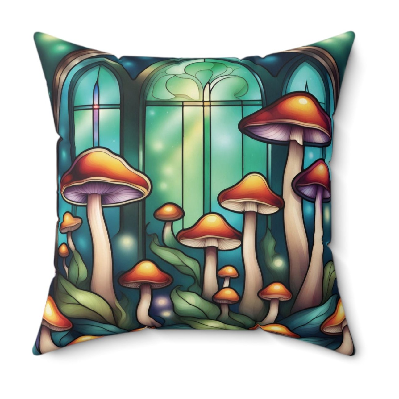 Stained Mushrooms Pillow